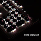 Basaltech Pink Keyboard Typewriter Style with White LED Backlight,Vintage Mechanical Gaming Keyboards with Lipstick Round Keycaps, Blue Switches 104-Keys Wired Keyboard Metal Panel for Laptop/pc
