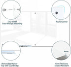 J&J worldwide Glass Whiteboard, Magnetic Brilliance White Glass Dry Erase Board 6' x 4', Includes Markers, Marker Tray, Eraser for Wall, Office, Home, School