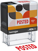 Fastnotes Posted Self-Inking Rubber Stamp by COLOP - Great for Office Documents, Notary, Warehouse, Accounting Paperwork, Business, and Legal Documentation - Red Ink (Posted- Red)