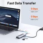 Selore Docking Station for MacBook Pro Air, USB C Hub for MacBook,Dual HDMI Adapter for USB for MacBook,Docking Station Dual Monitor for MacBook Pro Air with Dual HDMI,USB C,2 USB A,PD,SD/TF Reader