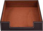 Leather Letter Tray, Office Supplies Desk Organizer for Mail Paper Files Magazines Jewelry Cosmetics,Luxury Letter Holder&Multipurpos Stackable Office Desktop Storage Box,Coffee