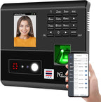 NGTeco APP-Based Time Clocks for Employees Small Business, 4-in-1 Time Clock with Face, Fingerprint, RFID, PIN, WiFi Clock in Machine for Employees with APP for iOS Android