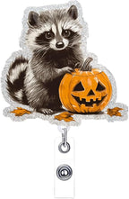 Halloween Cute Pumpkin Badge Reel Holder Retractable for Nurse Nursing Medical Worker & Teacher Pumpkin Bow Badge Reel with Alligator Clip & Durable Nylon Cord Acrylic Name Tag Card Badge Clip