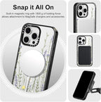 MOSNOVO Magnetic Case for iPhone 16 Pro Max, 10ft Military-Grade Protection, Compatible with Magsafe, Shockproof Phone Case for iPhone 16 Pro Max - Wild Meadow - Clear Black