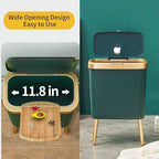 Procade 2Pack Gold Trash Can with Lid, Bathroom Trash Can with Legs, 4 Gallon Office Trash Cans for Near Desk, Slim Garbage Bin Waste Basket for Bedroom, Kitchen,Living Room&Toilet(Green+Green)