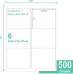 L LIKED Printable Shipping Address Labels, 500 Sheets, 3-1/3" x 4" Sticker Labels for Laser/Inkjet Printing, Matte White - 3000 Labels.