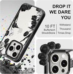 MOSNOVO Case for iPhone 15 Pro, [10ft 4X Military-Grade Drop Protection] Durable & Shockproof Phone Case Cover Design for iPhone 15 Pro - Black White Tulips - Clear Black