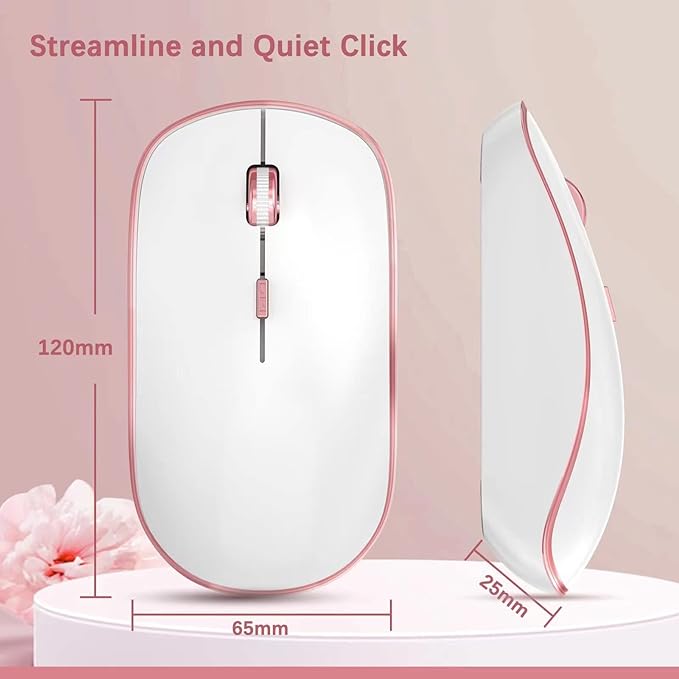 J JOYACCESS Wireless Keyboard Mouse Combo,Typewriter Keyboard Wireless, Portable Pink Wireless Keyboard for Computer/Laptop/Windows/Mac