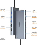 USB C Docking Station Dual Monitor for Dell HP Lenovo Surface Laptop USB Hub for Laptop Adapter, Docking Station Dual Monitor HDMI USB C Dongle with 2 HDMI DP 5 USB Ports 100 W PD SD TF Ethernet Audio