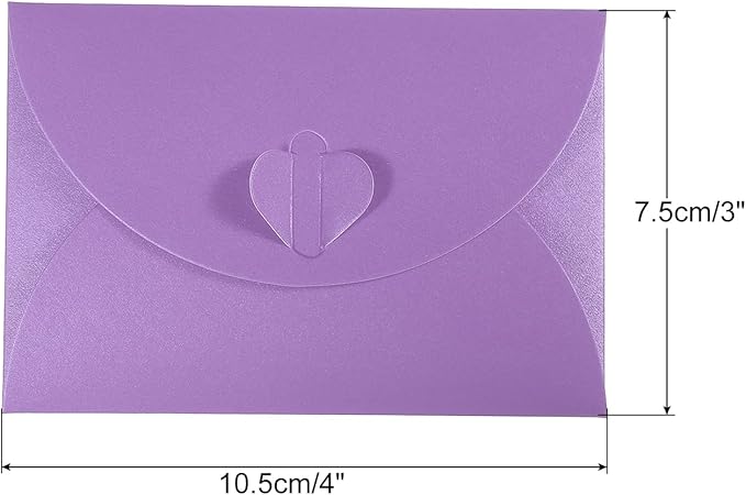 PATIKIL Gift Card Envelopes, 12 Pack Heart Shaped Clasp Small Gift Cards Holder Mini Envelope for Birthdays Weddings, Purple