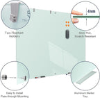TSJ OFFICE Glass Dry-Erase Board - 72 x 48 Inches (6' X 4') Wall Mounted Glass Magnetic Whiteboard, Extra Large Frameless White Board for Office, Home & School