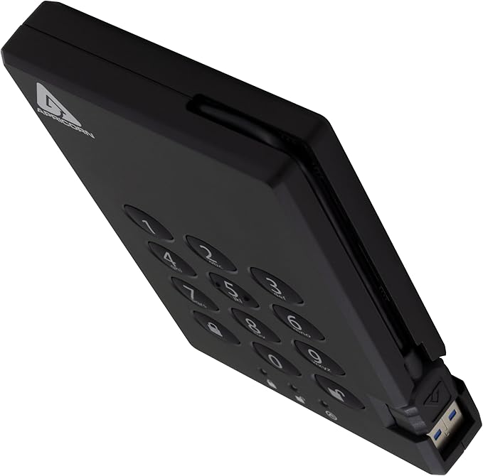Apricorn 500GB Aegis Padlock USB 3.0 256-bit AES XTS Hardware Encrypted Portable External Hard Drive (A25-3PL256-500)