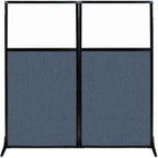 Versare Workstation Partition | Portable Wall Divider | Modern Office Cubicle | Free Standing Privacy Screen | Flexible Work Space | 66" x 70" W/Window, Ocean Fabric Panels