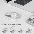 FOPETT Wireless Keyboard and Mouse Cute Mouse and Keyboard 2.4G Wireless Keyboards with Colorful 68 Keys Typewriter Retro Round Keycap for PC, Laptop,Tablet,Computer Windows - Grey Colorful