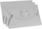 PATIKIL Gift Card Envelopes, 12 Pack Heart Shaped Clasp Small Gift Cards Holder Mini Envelope for Birthdays Weddings, Silver