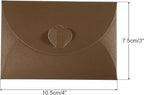 PATIKIL Gift Card Envelopes, 12 Pack Heart Shaped Clasp Small Gift Cards Holder Mini Envelope for Birthdays Weddings, Brown