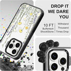 MOSNOVO Case for iPhone 14 Pro, [10ft 4X Military-Grade Drop Protection] Durable & Shockproof Phone Case Cover Design for iPhone 14 Pro - Wild Meadow - Clear Black