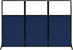 Versare Workstation Partition | Portable Wall Divider | Modern Office Cubicle | Free Standing Privacy Screen | Flexible Work Space | 99" x 70" W/Window, Navy Blue Fabric Panels