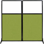 Versare Workstation Partition | Portable Wall Divider | Modern Office Cubicle | Free Standing Privacy Screen | Flexible Work Space | 66" x 70" W/Window, Lime Green Fabric Panels