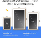 ApoloSign Digital Calendar: 15.6" Wall Planner Electronic Calendar, Smart Touchscreen Interactive Display for Chore Chart, Family Schedules, Supports All Apps via Google Play (Teak, 15.6-inch)