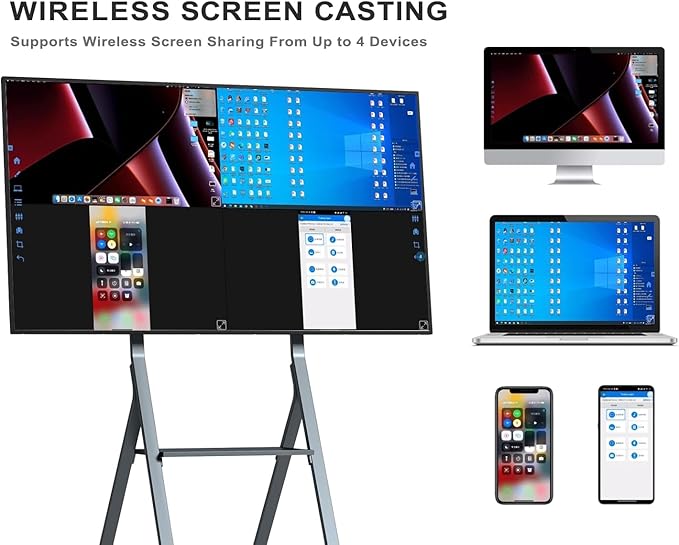 TIBURN FLIP HUB 55" S2 Android 13.0 4K UHD Rotating Smart Board | Digital whiteboard, Ideal for Hybrid Work, Interative Conference and Classroom Electronic Presentation Board with Flip Mobile Stand