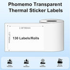 3 Rolls Phomemo Transparent Labels, 1.57'' x 2.36'' (40 x 60mm) Sticker for Phomemo M220 M110 M108 M250 M260 M221 M120 M150 Label Maker, for Barcode, Qr Code, Box, Name