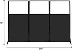 Versare Office Workstation Screen | Portable Wall Divider | Modern Cubicle | Freestanding Privacy Screen | Flexible Work Space | 3 Panels | 99" Wide x 70" Tall Black SoundSorb Panels with Window