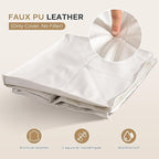 Unstuffed Pouf Ottoman Cover, 17.7x17.7 inch Faux Leather Moroccan Poofy Ottomans Cover, footrest Square White Footstool with Storage Waterproof Easy Cleaning for Living Room (Only Cover No Filler)