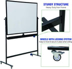 72" x 48" Double-Sided Mobile Whiteboard with Stand, Extra Large Rolling Magnetic Dry Erase Board, Reversible Black Frame Whiteboard for Office, Classroom, Heavy-Duty Presentation Easel