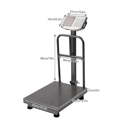 660LB Industrial Platform Scale with Removable Guardrail LB/KG Weight Computing Digital Scale Floor Platform Scale Perfect for Postal Luggage Shipping Mailing Weighing