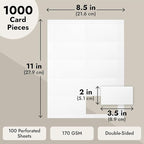 Best Paper Greetings Blank Business Card Paper for Printer, Inkjet and Laser Printable Sheets, 1000 Cards, 3.5 x 2 Inches, White - Pack of 100