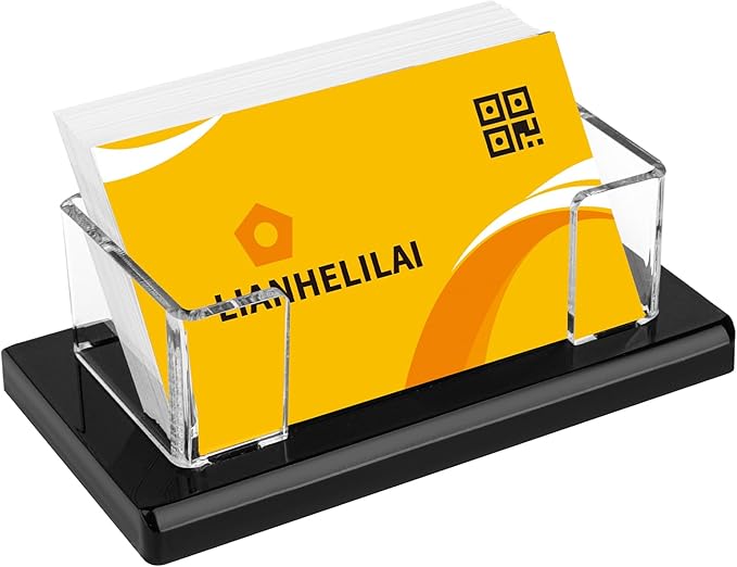 Acrylic Business Card Holder Black 1Pack Enlarged Holds 120 Cards for Office/Exhibition/Restaurant Desk/Counter Display Name Card Organizer Stand