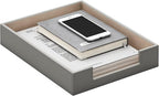 Leather Letter Tray, THIPOTEN Elegant Desk Organizer for Office Supplies, Mail, Paper, File, Magazine, Perfect Office Organization for Desktop(Grey)