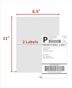 KKBESTPACK Half Sheet Shipping Labels for Laser and Inkjet Printers – 2 Per Page Self Adhesive Mailing Labels – White 8.5 x 5.5 (50 Labels)