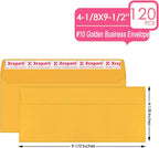120 PCS #10 Golden Self Seal Kraft 4-1/8 x 9-1/2 inches Security Envelopes, Windowless Invisible Envelopes Super Strong Quick Seal Envelopes Security Tint Pattern Secure
