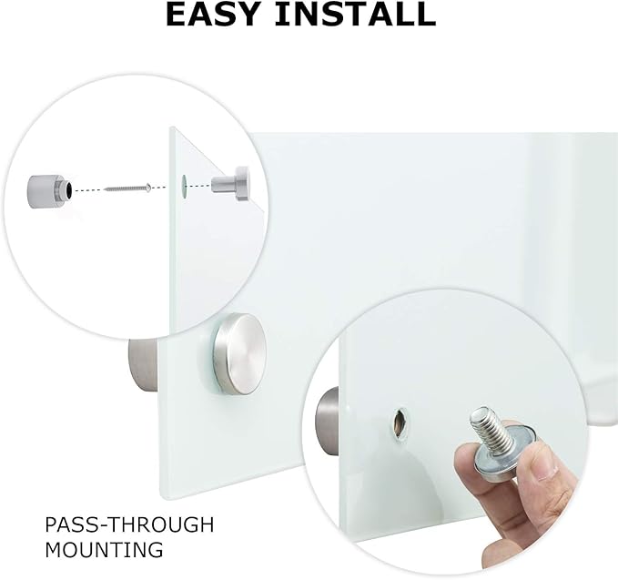 Glass Whiteboard Magnetic Dry Erase White Board 4'x 3' Framless White Surface