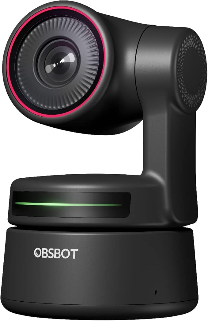 OBSBOT Tiny PTZ 4K Webcam, AI Powered Framing & Autofocus, 4K Video Conference Camera with Dual Omni-Directional Microphones, Auto tracking with 2 axis gimbal,HDR,60 FPS,Low-Light Correction,Streaming