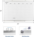 Comix Magnetic Dry Erase Calendar Whiteboard, 36 x 24 Inches Monthly Calendar Dry Erase Board for Wall, Aluminum Frame Planner White Board with Dry Erase Markers, Eraser, Magnets