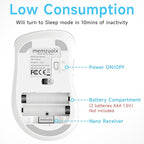 memzuoix 2.4G Wireless Mouse, 1400 DPI Computer Mice with USB Receiver, Portable Wireless USB Mouse Battery Powered Cordless Mice for Laptop, PC, Desktop, 5 Buttons (White)