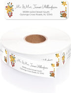 Retro Floral Rolled Address Labels/Roll of 500 Personalized Return Address Labels/Designer Return Address Stickers in Elegant Plastic Dispenser