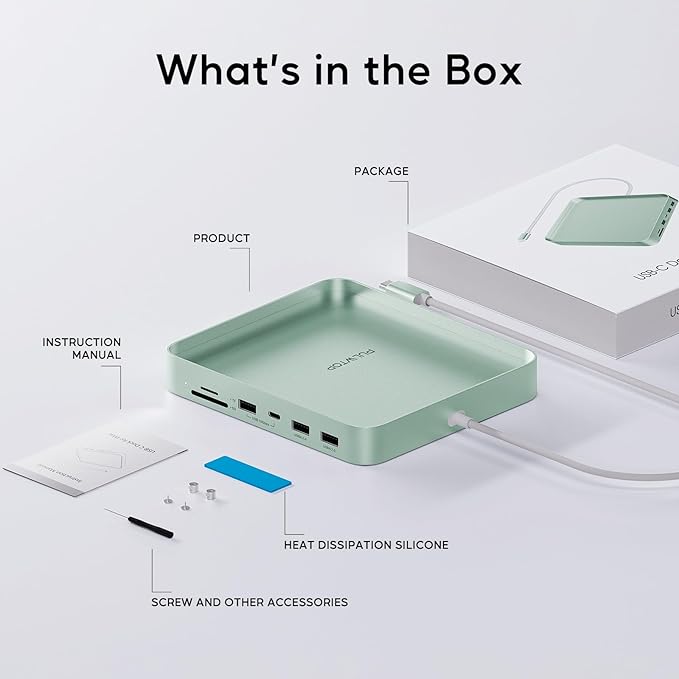 USB C HUB for iMac 24 inch 2021/2023/2024, USB Hub Adapter iMac Accessories for iMac M1/M3/M4 with USB C 10Gbps 3*USB A SD/TF, Docking Station Support Expand M.2 SSD (Not Included), Green