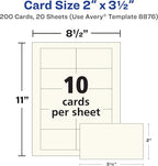 Avery Clean Edge Printable Business Cards with Sure Feed Technology, 2" x 3.5", Ivory, 200 Blank Cards for Inkjet Printers (08876)