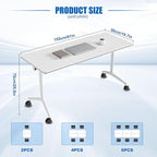 Conference Table, Folding Conference Desk Modern White, Seminar Table with Wheels, 2-10 People for Office, Meeting Break Room(4, 1915, 61IN)