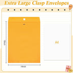 40 Pcs Extra Large Mailing Clasp Envelopes 14 x 18 Inch Jumbo Kraft Catalog Manila Envelope with Clasp Closure for Oversized Big Document Office Home Business School Storing Mailing (Brown)