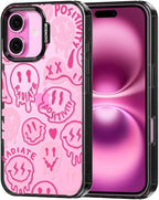 MOSNOVO Case for iPhone 16 Plus, [10ft 4X Military-Grade Drop Protection] Durable & Shockproof Phone Case Cover Design for iPhone 16 Plus - Pink Dripping Smiles - Clear Black