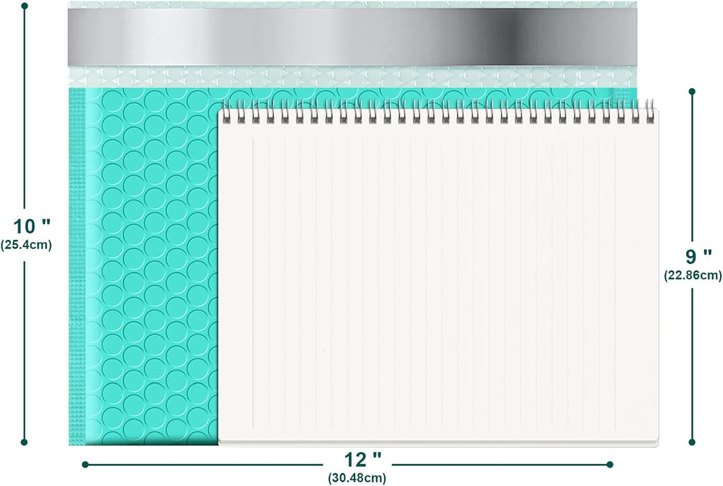Bubble Mailers A4 Paper Size, 12x10 Padded Envelopes for Shipping, 25 Pack Mailing Packages with Self Seal Adhesive, Waterproof Bubble Envelopes (Teal)