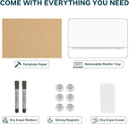 J&J worldwide Glass Whiteboard, Magnetic Brilliance White Glass Dry Erase Board 6' x 4', Includes Markers, Marker Tray, Eraser for Wall, Office, Home, School