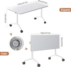 Conference Table, Folding Conference Tables for 2-20 People, Modern Conference Room Table with Wheels, Super Sturdy Large Rectangle Mobile Meeting Seminar Tables for Office (2PCS 47.2in)