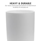 Matte White Round Compact Trash Can Mini, 2 Gallons / 7.5L Garbage Bin, Tiny Wastebasket for Bathrooms, Office, Under Desk, Bedroom, Laundry Room, Kitchen, Kids Room, and Dorm