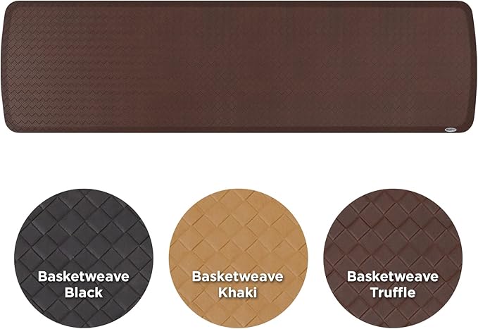 GelPro Elite Premier Gel & Foam Cushioned Anti-Fatigue Kitchen Floor Comfort Mat, Padded Stain-Resistant, Waterproof, Non-Slip Comfort Padded Desk/Office Mat, 20" x 72", Basketweave Truffle